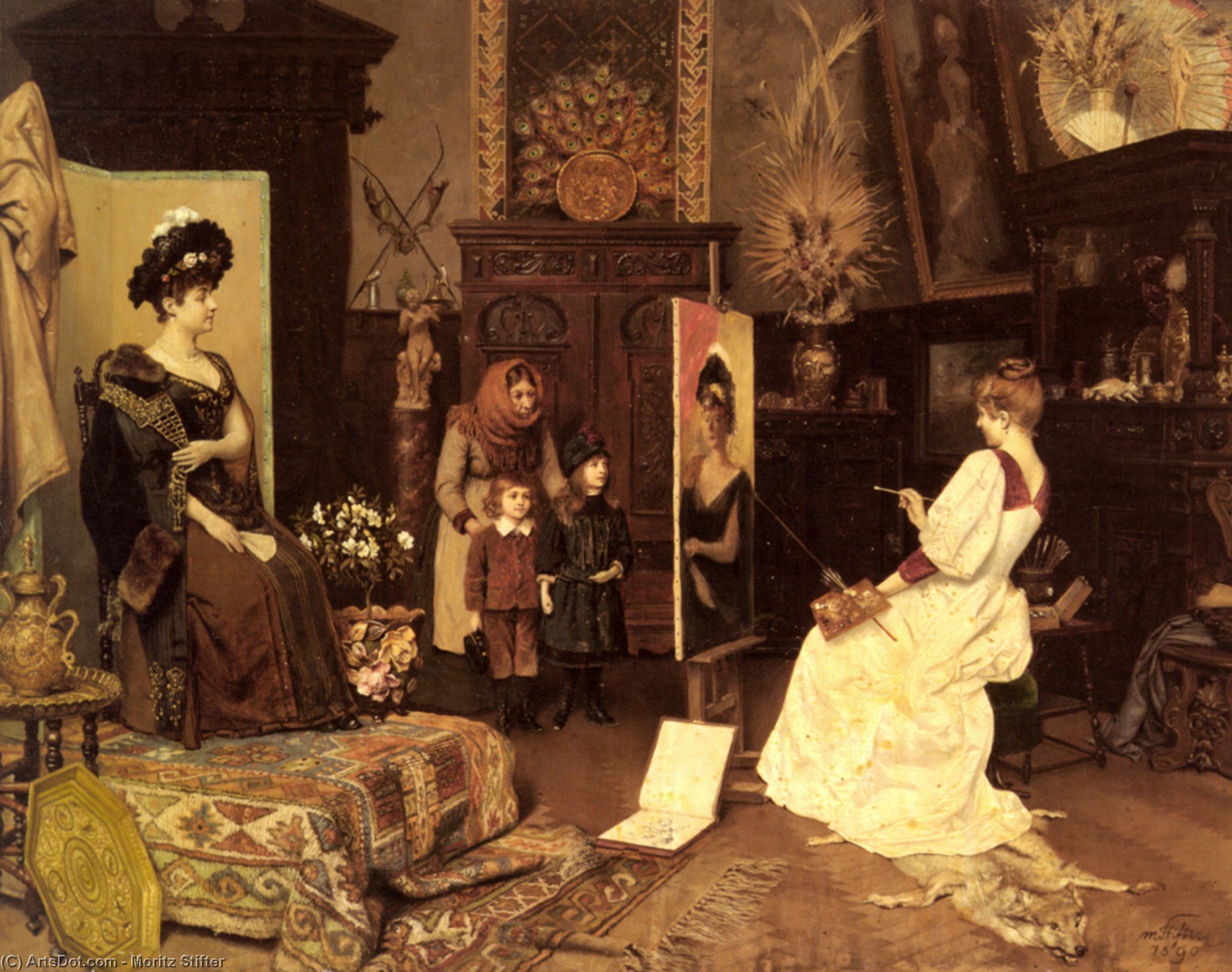 Wikioo.org - The Encyclopedia of Fine Arts - Painting, Artwork by Moritz Stifter - Im atelier