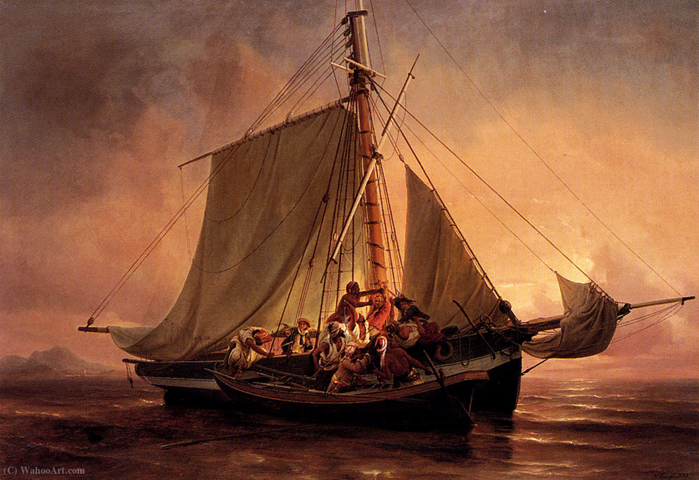Wikioo.org - The Encyclopedia of Fine Arts - Painting, Artwork by Niels Simonsen - Arab pirate attack