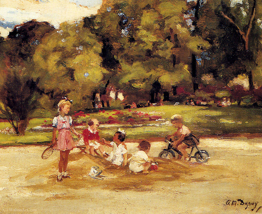 Wikioo.org – L'Enciclopedia delle Belle Arti - Pittura, Opere di Paul-Michel Dupuy - Bambini che giocano in un parco