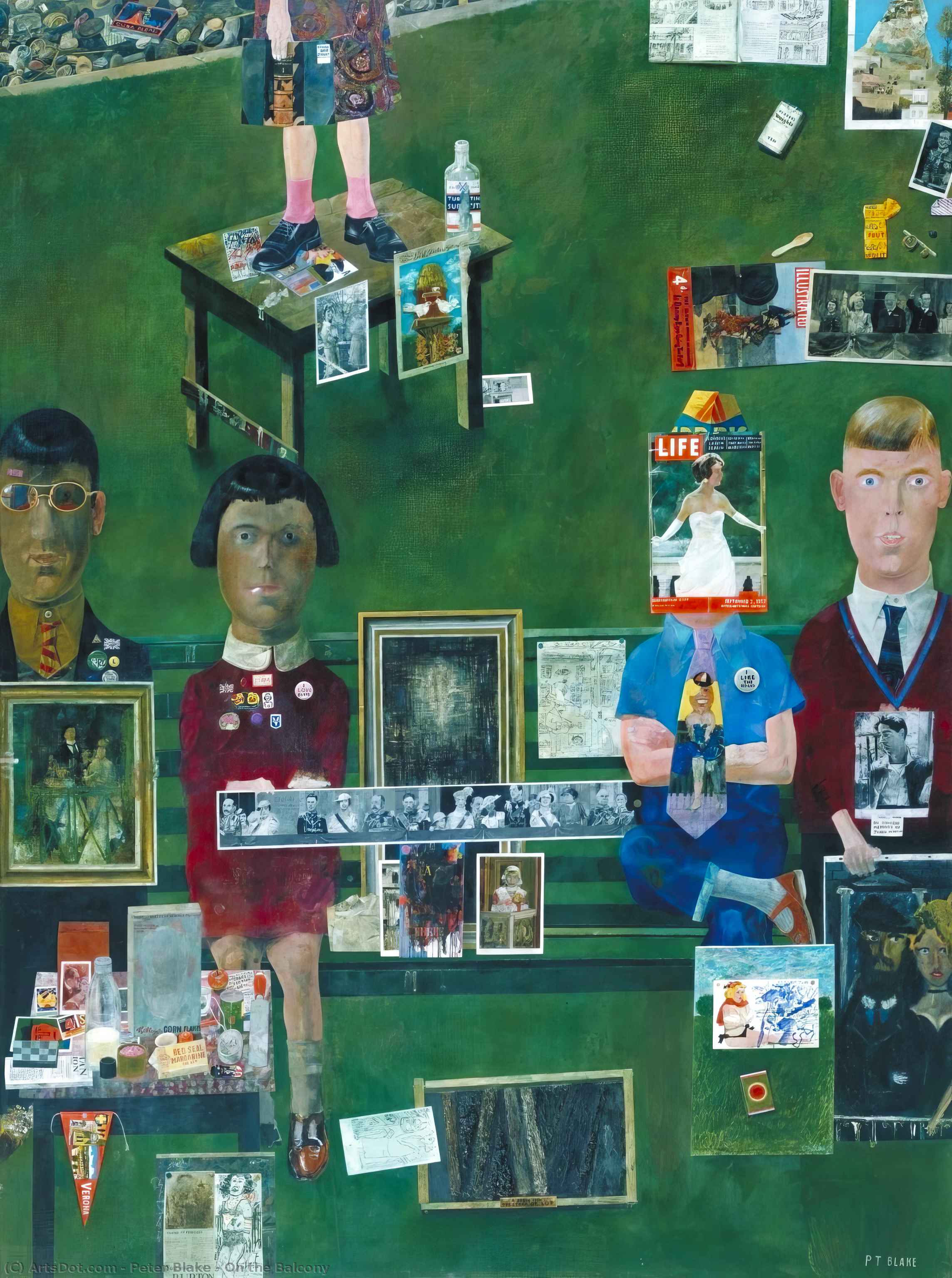 Wikioo.org - The Encyclopedia of Fine Arts - Painting, Artwork by Peter Blake - On the Balcony