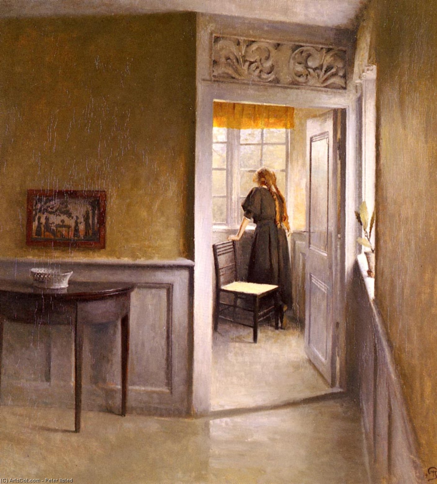 Wikioo.org – L'Encyclopédie des Beaux Arts - Peinture, Oeuvre de Peter Ilsted - Vilhelm regarder dehors le fenêtre