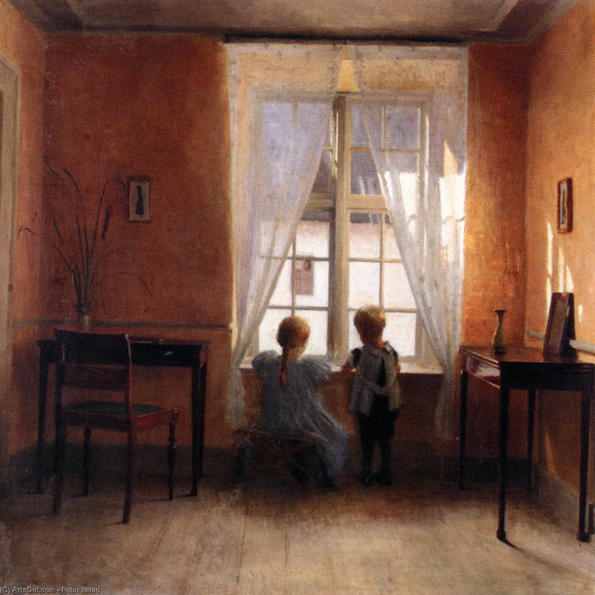 Wikioo.org - The Encyclopedia of Fine Arts - Painting, Artwork by Peter Ilsted - Peder Vilhelm Ilsted Ved Vinduet ( A the Window)