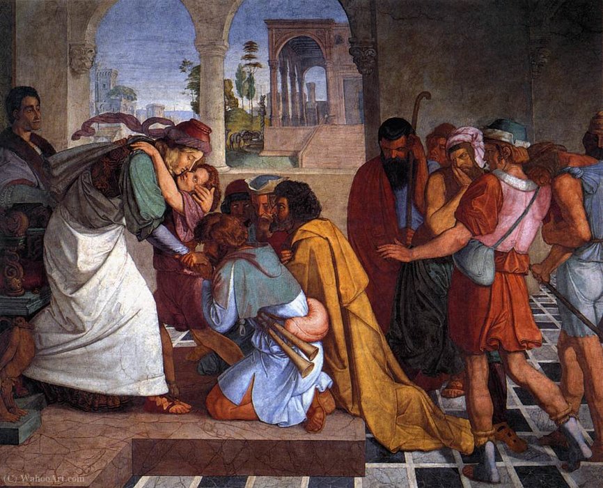 Wikioo.org - The Encyclopedia of Fine Arts - Painting, Artwork by Peter Von Cornelius - The recognition of joseph by his brothers
