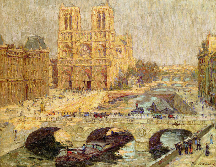 Wikoo.org - موسوعة الفنون الجميلة - اللوحة، العمل الفني Terrick John Williams - Notre dame paris (1914)