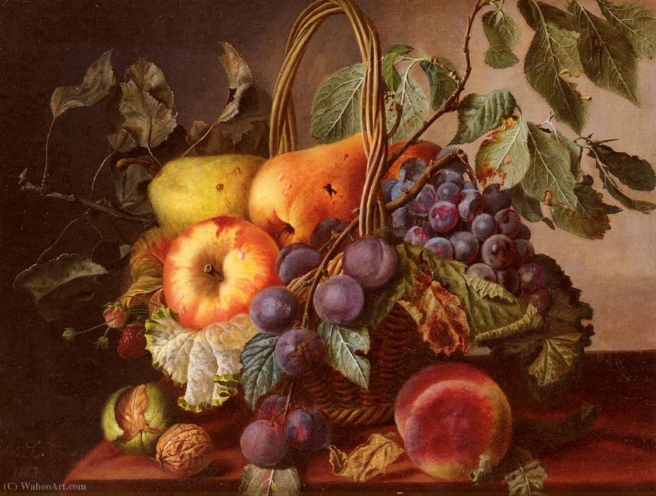 Wikioo.org - The Encyclopedia of Fine Arts - Painting, Artwork by Virginie De Sartorius - A still life with a basket of fruit