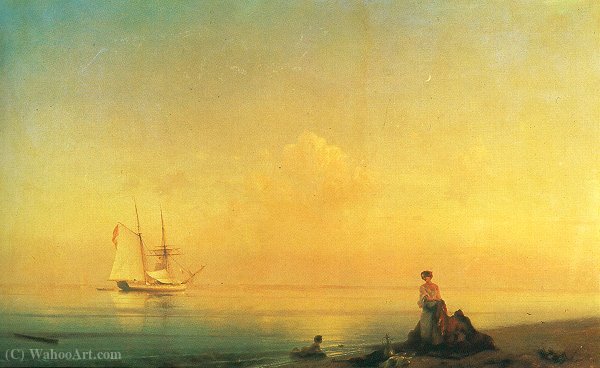 Wikioo.org - สารานุกรมวิจิตรศิลป์ - จิตรกรรม Ivan Konstantinovich Aivazovsky - Seashore. calm.