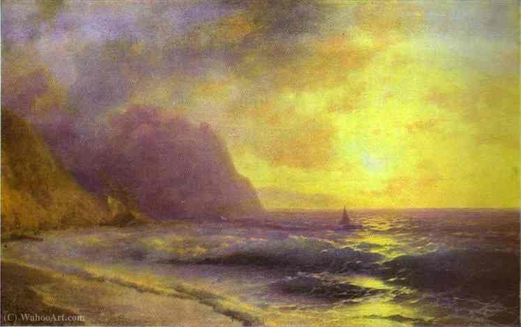 WikiOO.org - Encyclopedia of Fine Arts - Maleri, Artwork Ivan Konstantinovich Aivazovsky - Sunset at Sea