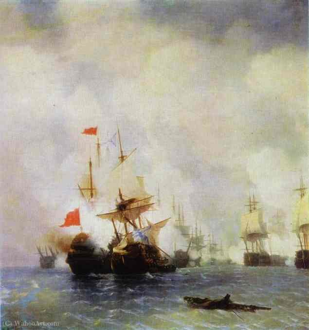 Wikioo.org – L'Enciclopedia delle Belle Arti - Pittura, Opere di Ivan Konstantinovich Aivazovsky - La battaglia nel Canale di Chios