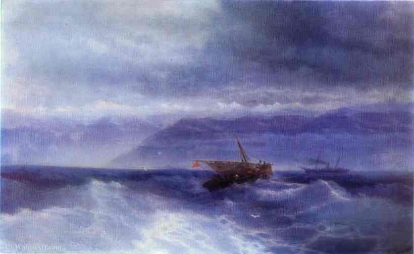 Wikioo.org - The Encyclopedia of Fine Arts - Painting, Artwork by Ivan Konstantinovich Aivazovsky - The Caucasian Range from the Sea