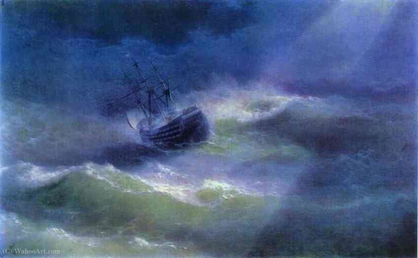 Wikioo.org - The Encyclopedia of Fine Arts - Painting, Artwork by Ivan Konstantinovich Aivazovsky - The Mary Caught in a Storm