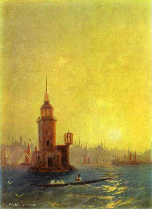 Wikioo.org – L'Encyclopédie des Beaux Arts - Peinture, Oeuvre de Ivan Konstantinovich Aivazovsky - Vue de la tour de Léandre à Constantinople