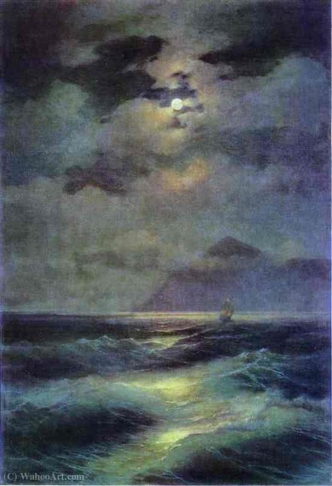 Wikioo.org - สารานุกรมวิจิตรศิลป์ - จิตรกรรม Ivan Konstantinovich Aivazovsky - View of the Sea by Moonlight