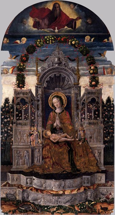Wikioo.org - The Encyclopedia of Fine Arts - Painting, Artwork by Antonio Da Negroponte - Madonna and Child Enthroned