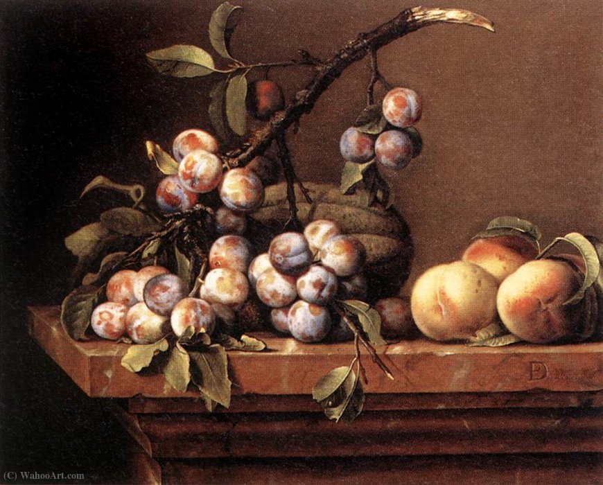 Wikioo.org - The Encyclopedia of Fine Arts - Painting, Artwork by Pierre Dupuys - Plums and Peaches on a Table