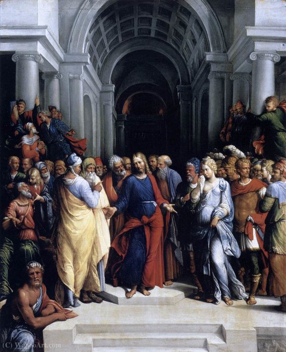 WikiOO.org - Encyclopedia of Fine Arts - Festés, Grafika Garofalo - Christ and the Adulteress