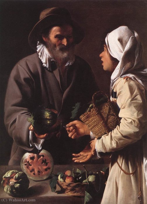 Wikioo.org – L'Enciclopedia delle Belle Arti - Pittura, Opere di Pensionante Del Saraceni - Il venditore di frutta
