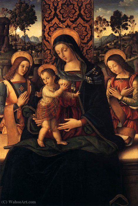 Wikioo.org - The Encyclopedia of Fine Arts - Painting, Artwork by Pinturicchio - The Virgin and Child with Two Angels