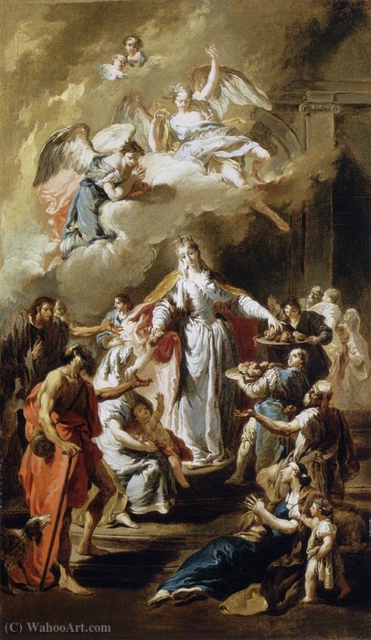 WikiOO.org - Encyclopedia of Fine Arts - Maleri, Artwork Giovanni Battista Pittoni - St elizabeth distributing alms