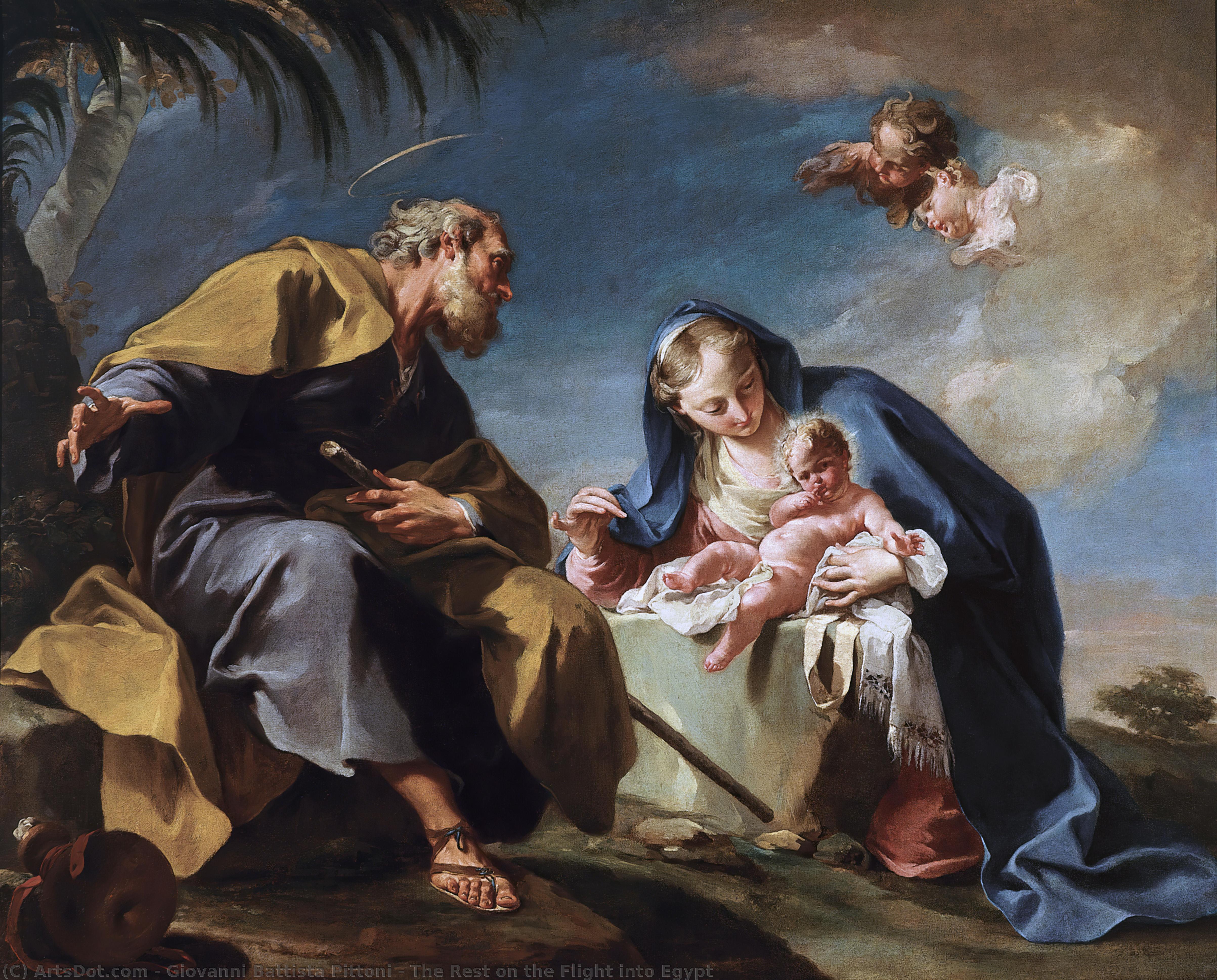 Wikioo.org - The Encyclopedia of Fine Arts - Painting, Artwork by Giovanni Battista Pittoni - The Rest on the Flight into Egypt