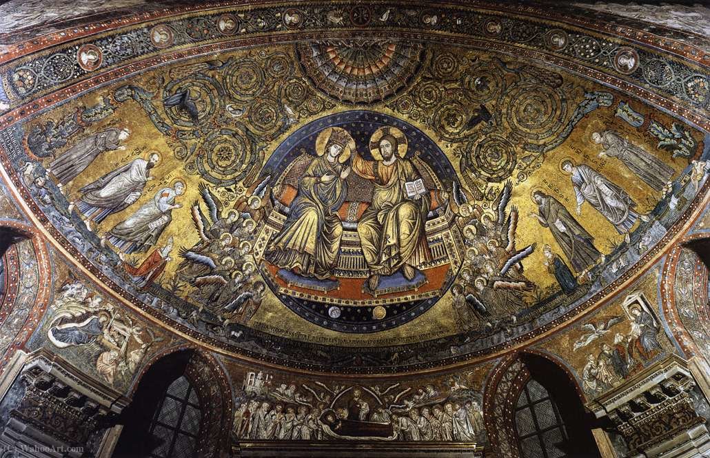 Wikioo.org – L'Enciclopedia delle Belle Arti - Pittura, Opere di Jacopo Torriti - cristo coronamento  Antartico  vergine