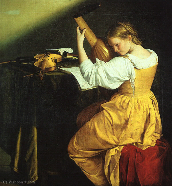 Wikioo.org - สารานุกรมวิจิตรศิลป์ - จิตรกรรม Orazio Gentleschi - Gentileschi,O. The Lute Player, approx. The National G (1610)