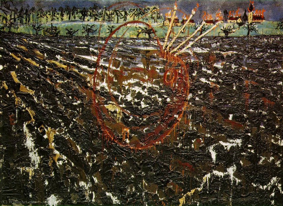 Wikioo.org - Die Enzyklopädie bildender Kunst - Malerei, Kunstwerk von Anselm Kiefer - Nero malt, (290 Kb) _ Öl auf Leinwand, 220 x (1974) - (300)