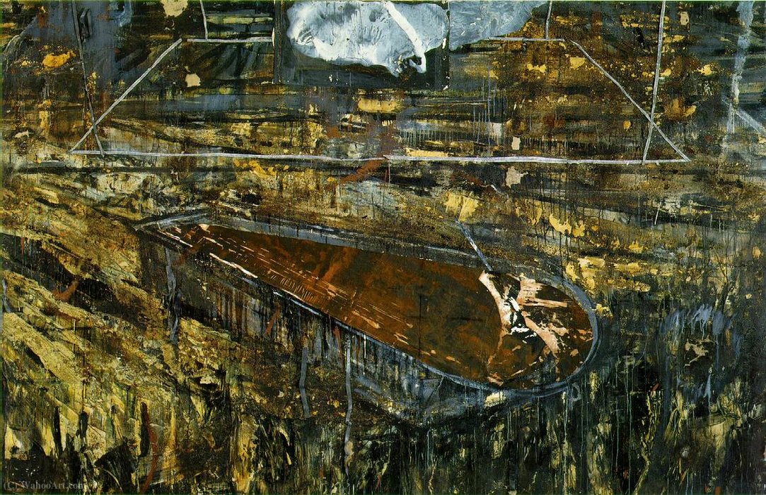 Wikioo.org - The Encyclopedia of Fine Arts - Painting, Artwork by Anselm Kiefer - The red sea, (240 Kb)_ Oil, emulsion, and she (1985)