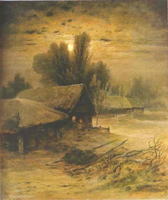 Wikioo.org - Die Enzyklopädie bildender Kunst - Malerei, Kunstwerk von Alexei Kondratyevich Savrasov - Winter-Nacht-