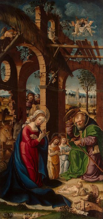 Wikioo.org - The Encyclopedia of Fine Arts - Painting, Artwork by Gandolfino Da Roreto - Nativity - GJ - (4153)
