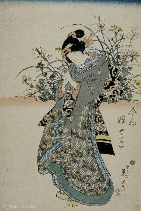 WikiOO.org - Enciclopédia das Belas Artes - Pintura, Arte por Keisai Eisen - The Feast of Seven Herbs (Imayo musume nanakusa) - YT - (3037)