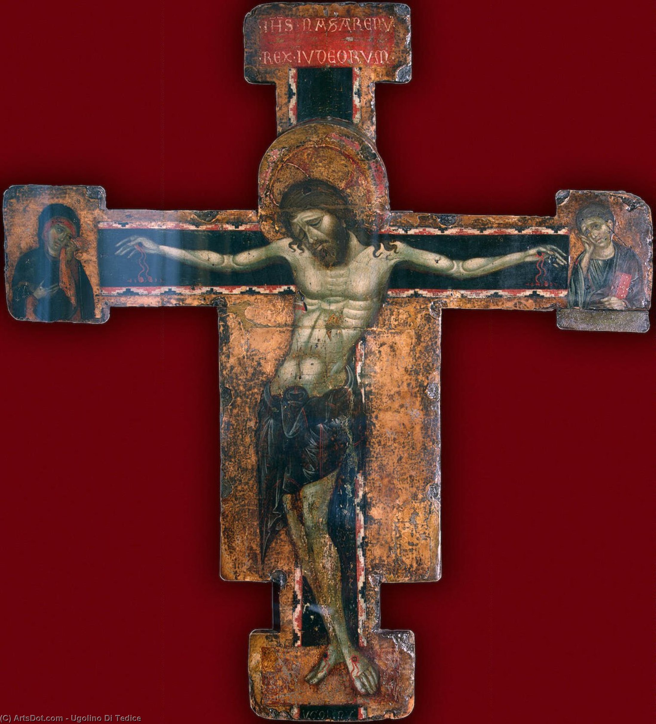 Wikioo.org - The Encyclopedia of Fine Arts - Painting, Artwork by Ugolino Di Tedice - Cross with the Crucified Christ - GJ - (4167)