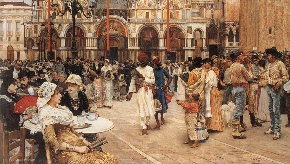 WikiOO.org - Encyclopedia of Fine Arts - Festés, Grafika William Logsdail - Logdail William Piazza of St Mark-s Venice