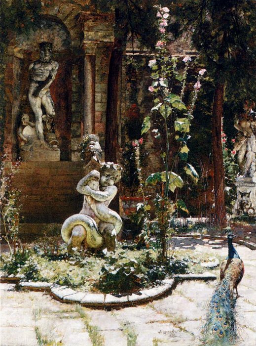 Wikioo.org - The Encyclopedia of Fine Arts - Painting, Artwork by William Logsdail - The garden of the palazzo malipiero