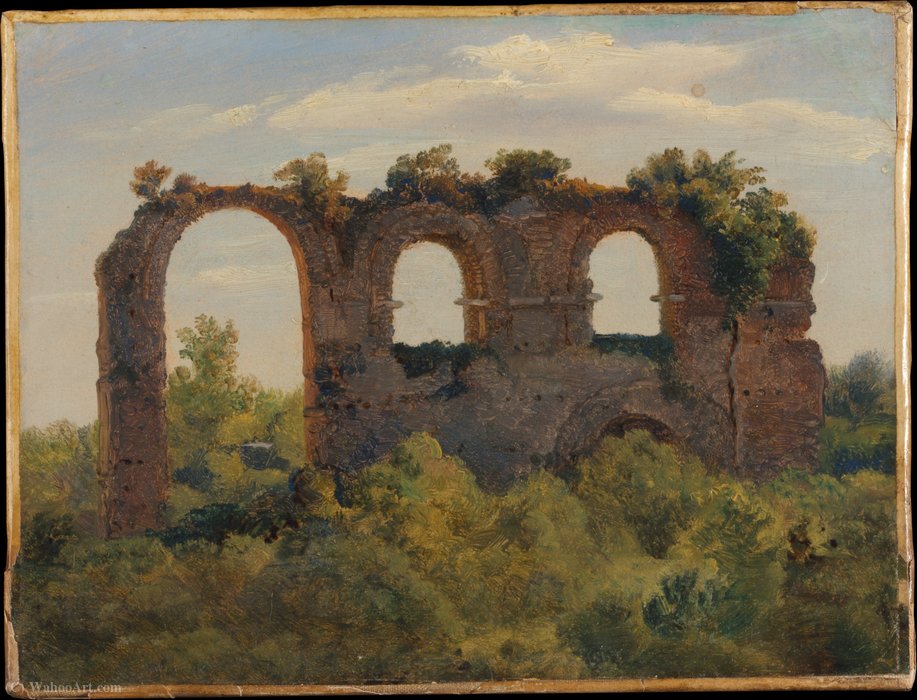 Wikioo.org - The Encyclopedia of Fine Arts - Painting, Artwork by Andre Giroux - A Section of the Claudian Aqueduct, Rome (ca. (1826-29))