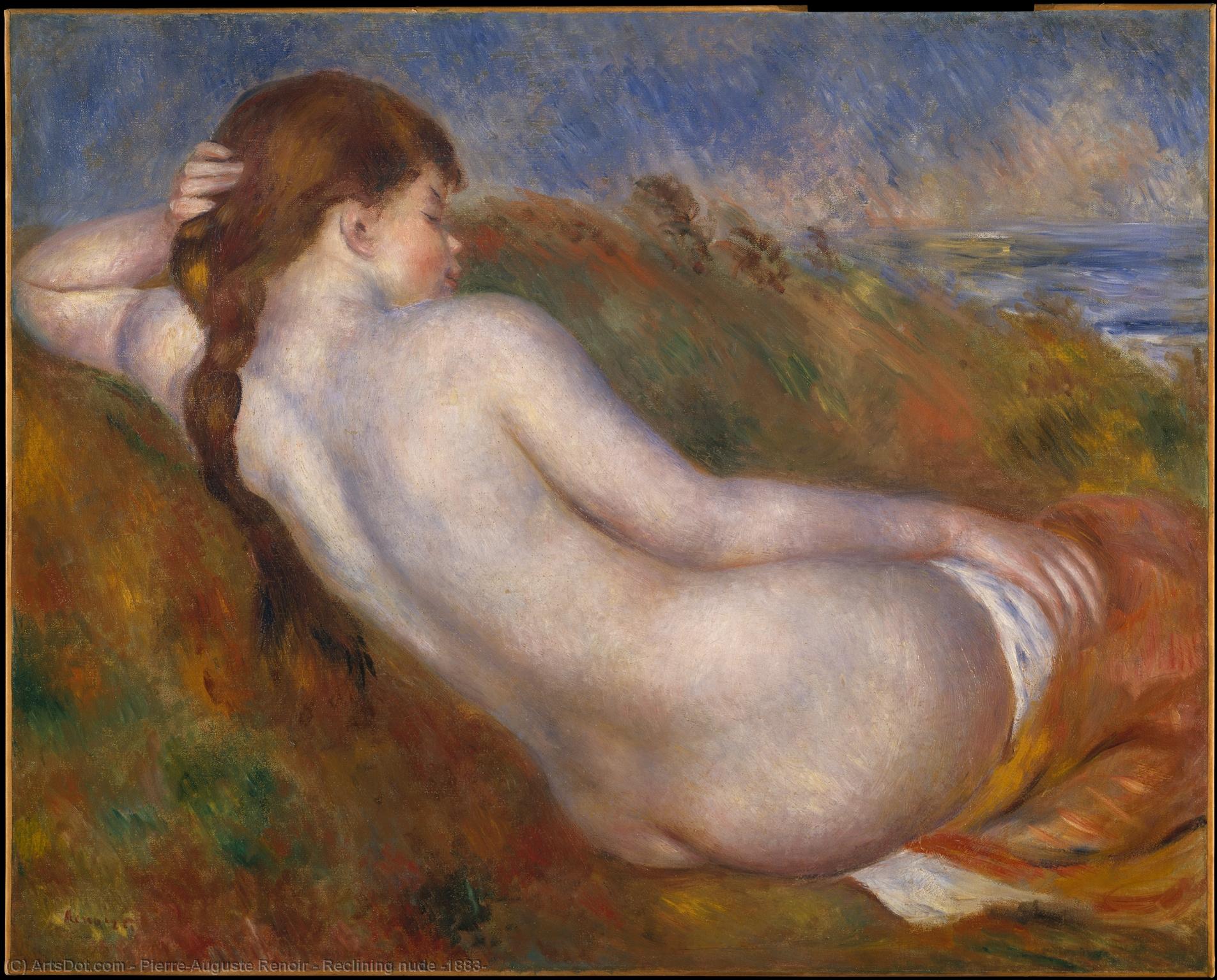 Wikoo.org - موسوعة الفنون الجميلة - اللوحة، العمل الفني Pierre-Auguste Renoir - Reclining nude (1883)