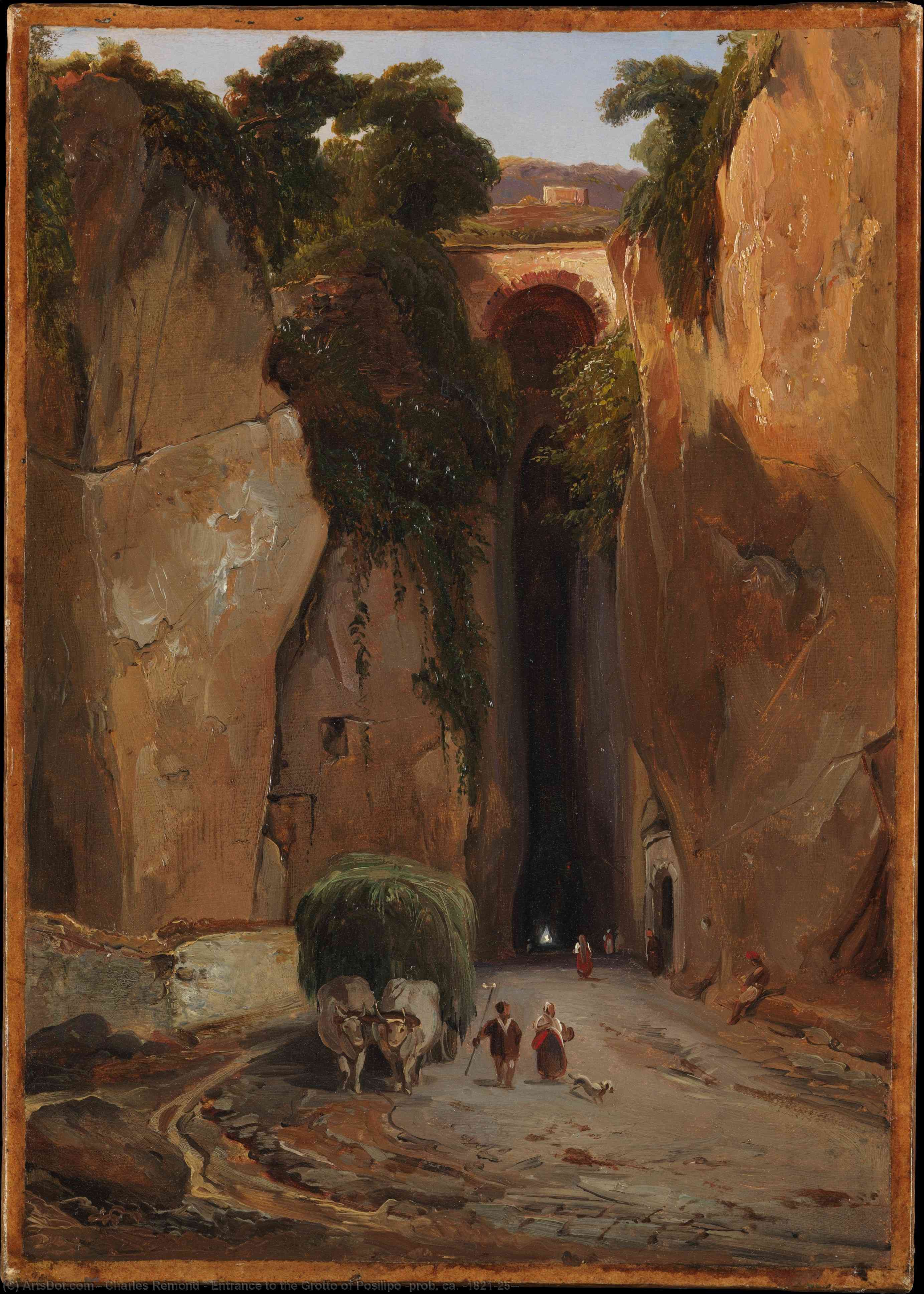 Wikoo.org - موسوعة الفنون الجميلة - اللوحة، العمل الفني Charles Rémond - Entrance to the Grotto of Posilipo (prob. ca. (1821-25))
