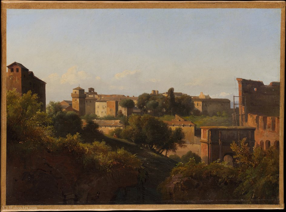 WikiOO.org - Encyclopedia of Fine Arts - Maleri, Artwork Charles Rémond - View of the Colosseum and the Arch of Constantine from the Palatine (ca. (1821-25))