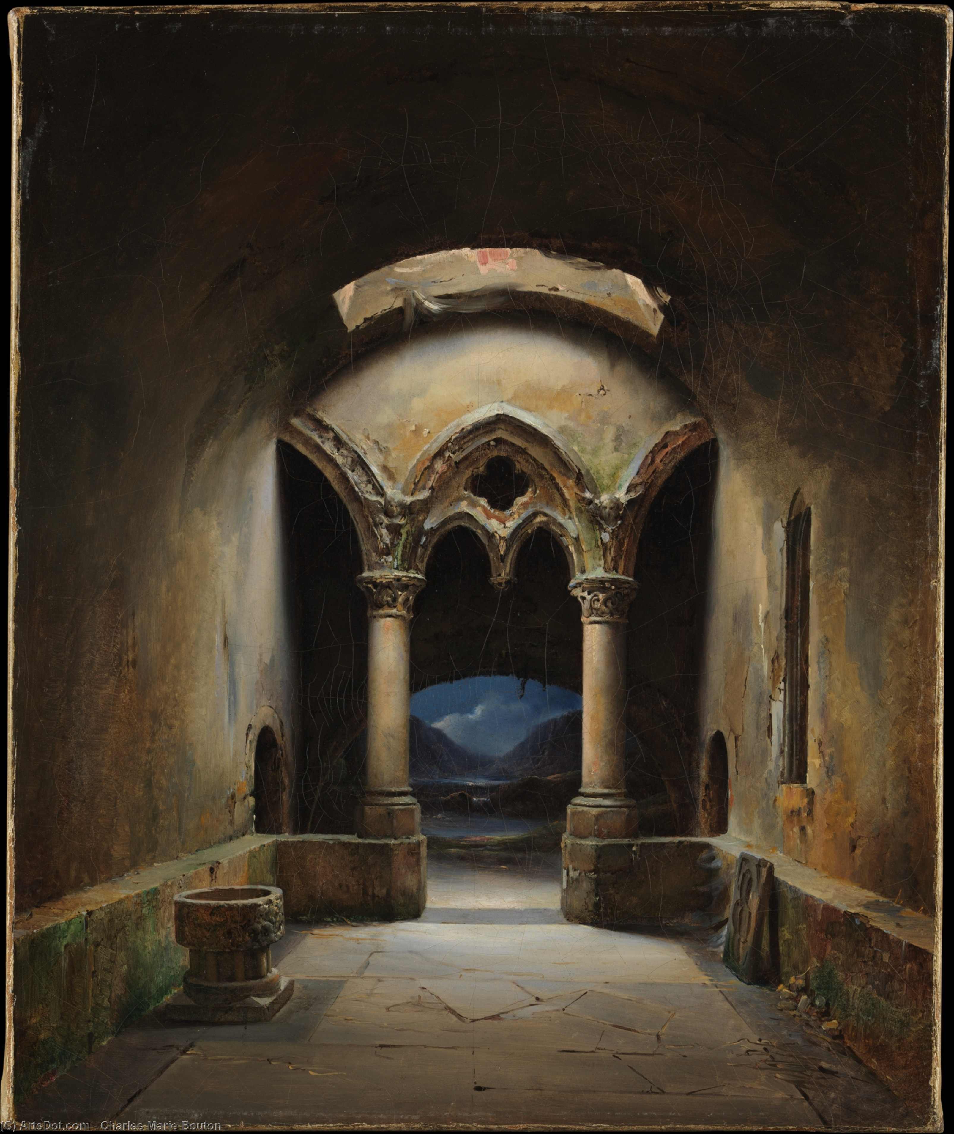 Wikioo.org - The Encyclopedia of Fine Arts - Painting, Artwork by Charles Marie Bouton - Gothic chapel