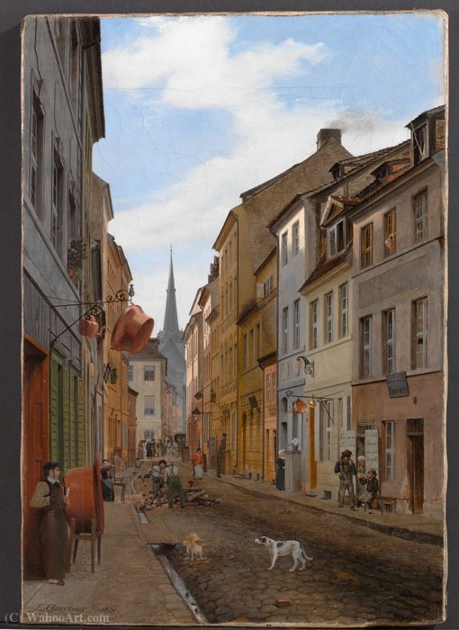 WikiOO.org - Encyclopedia of Fine Arts - Maleri, Artwork Johann Philipp Eduard Gaertner - Parochialstrasse in Berlin (1831)