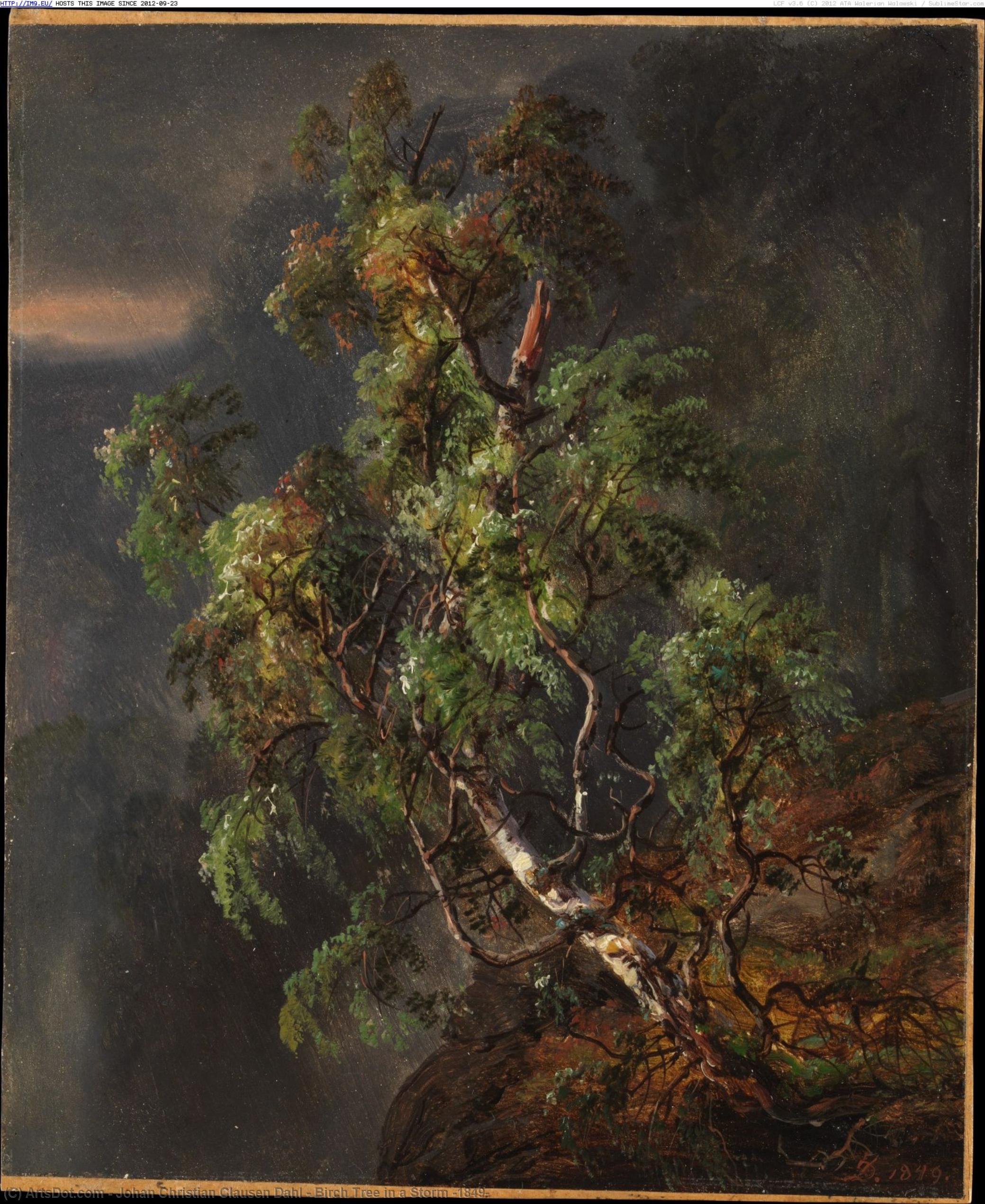 WikiOO.org - Encyclopedia of Fine Arts - Maľba, Artwork Johan Christian Clausen Dahl - Birch Tree in a Storm (1849)
