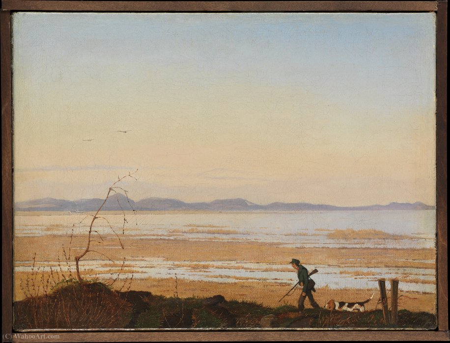 Wikioo.org - The Encyclopedia of Fine Arts - Painting, Artwork by Johan Thomas Lundbye - An Evening beside Lake Arresø