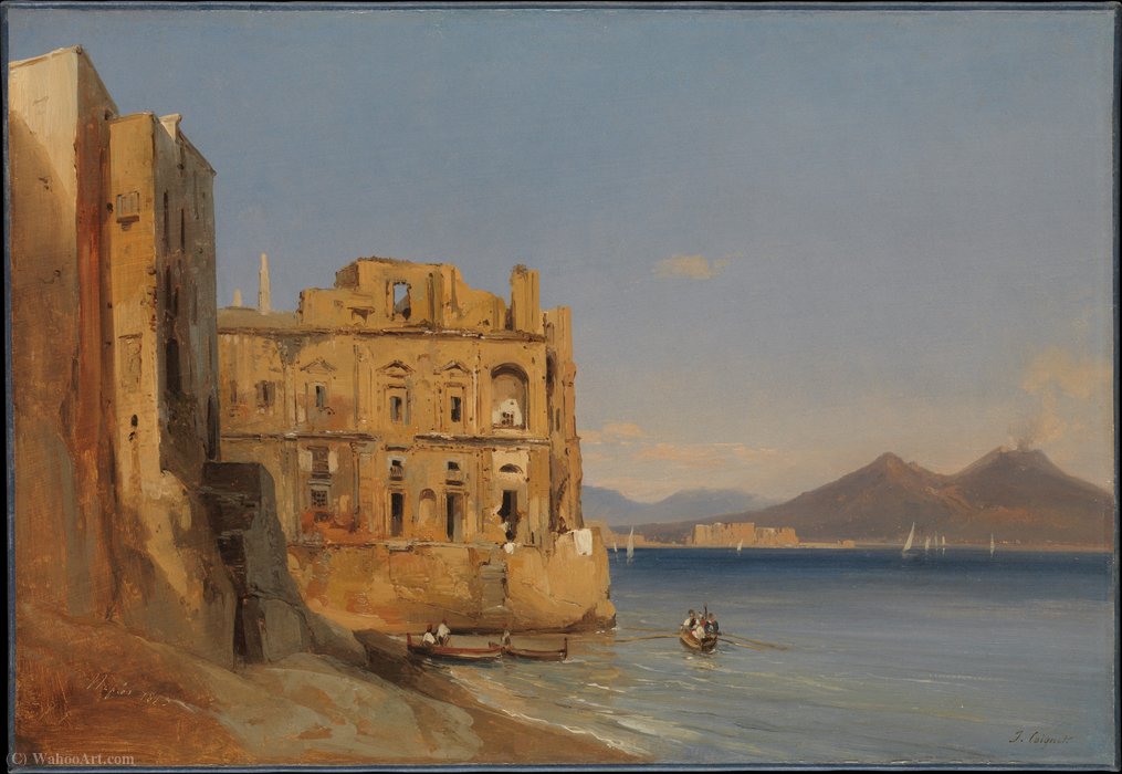 Wikioo.org - The Encyclopedia of Fine Arts - Painting, Artwork by Jules Louis Philippe Coignet - The Palace of Donn'Anna, Naples (1843)
