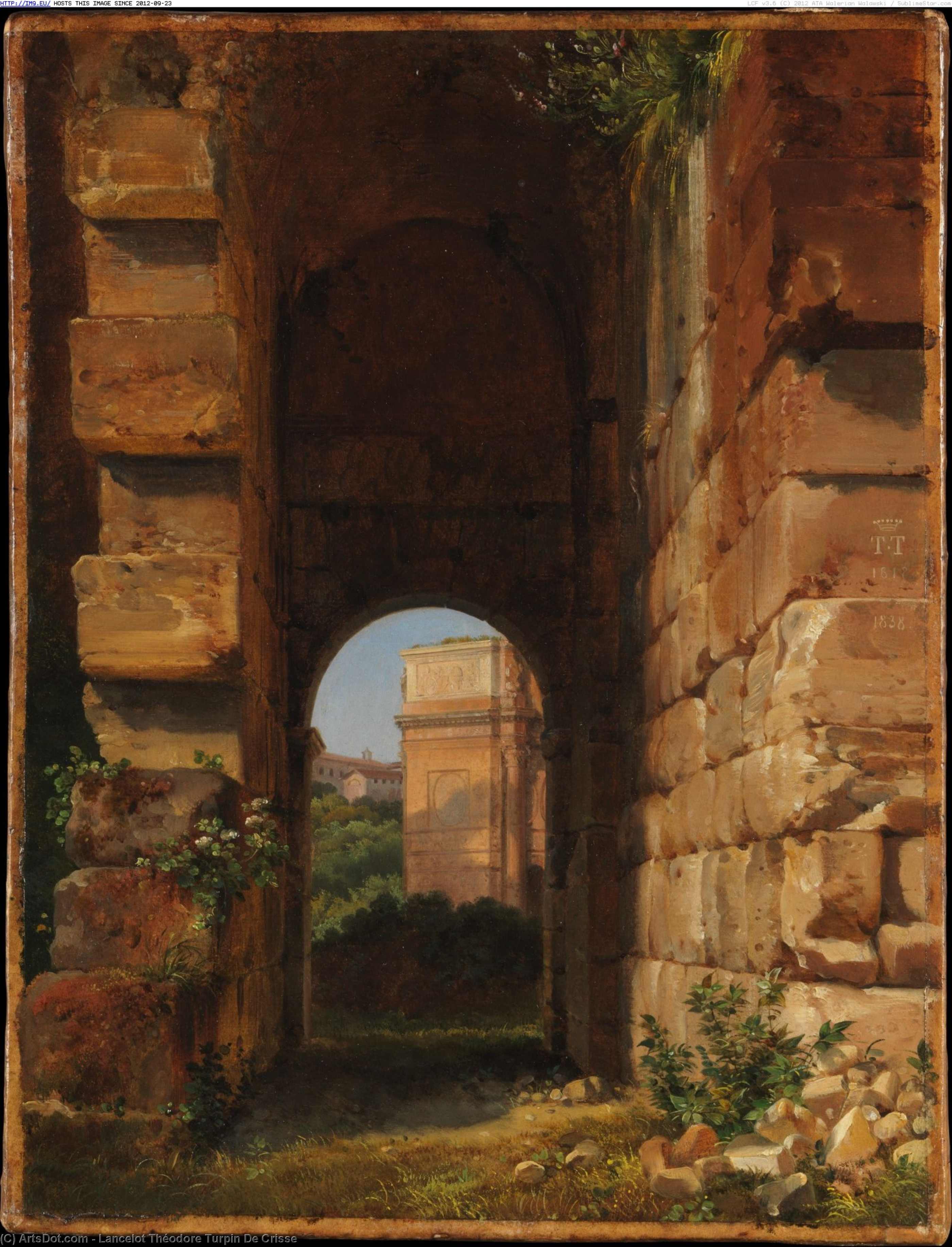 WikiOO.org - دایره المعارف هنرهای زیبا - نقاشی، آثار هنری Lancelot Théodore Turpin De Crisse - The Arch of Constantine Seen from the Colosseum (1818 - (1838))
