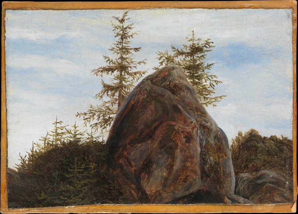 Wikioo.org - The Encyclopedia of Fine Arts - Painting, Artwork by Thomas Fearnley - Monolith and Trees