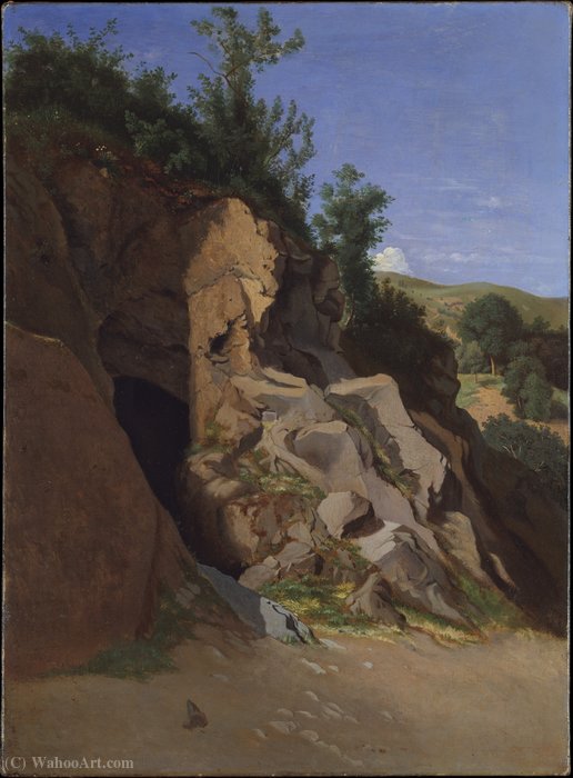 Wikioo.org - The Encyclopedia of Fine Arts - Painting, Artwork by Theodore Caruelle D'aligny - Landscape with a Cave