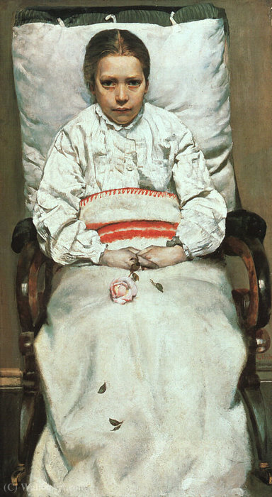 Wikioo.org – L'Encyclopédie des Beaux Arts - Peinture, Oeuvre de Christian Krohg - Fille malade Krohg Christian (1881)