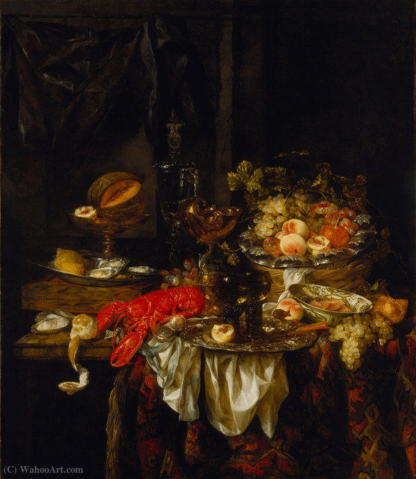 Wikioo.org - The Encyclopedia of Fine Arts - Painting, Artwork by Abraham Hendriksz Van Beijeren - Banquet (1667) (141 x 122) (Los Angeles, LACMA)
