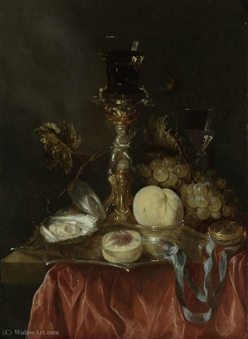 Wikioo.org - The Encyclopedia of Fine Arts - Painting, Artwork by Abraham Hendriksz Van Beijeren - Still life with gilt stand and Jug (1640) (50.2 x 36.3) (Amsterdam, The State Museum)