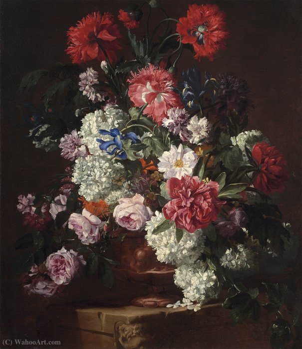 Wikioo.org – La Enciclopedia de las Bellas Artes - Pintura, Obras de arte de Hieronymus Galle - Ramo de flores en un jarrón de terracota (colección particular)