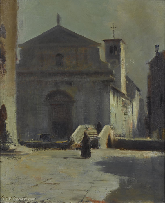 Wikioo.org – La Enciclopedia de las Bellas Artes - Pintura, Obras de arte de Edward Seago - Una Iglesia en Foggia, (1950)